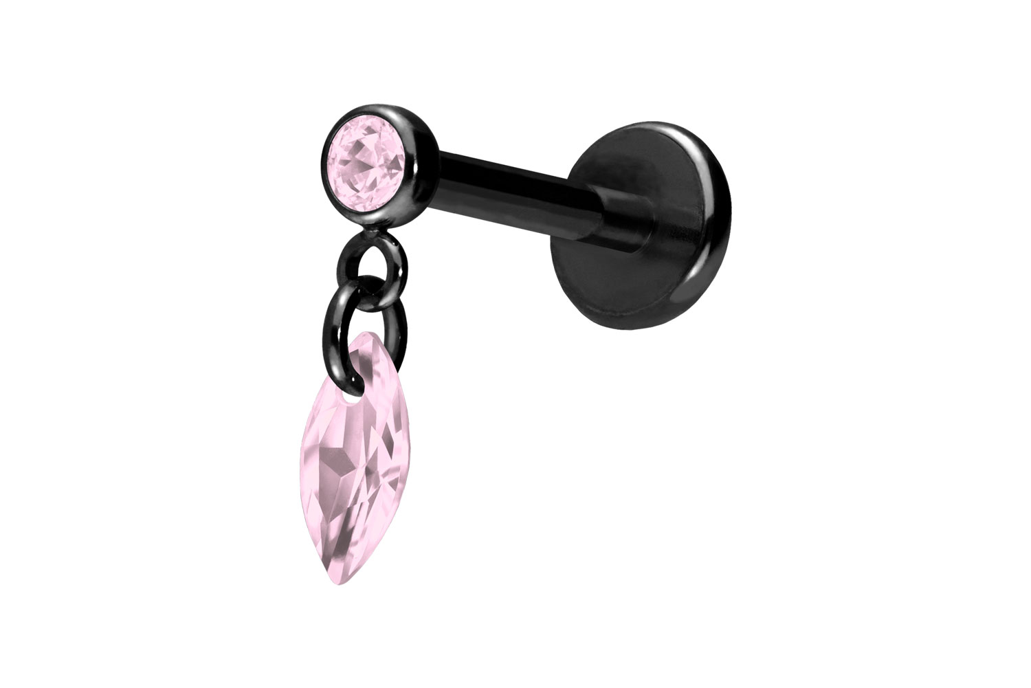 Titan Labret Piercing mit Push Fit KRISTALLOVAL